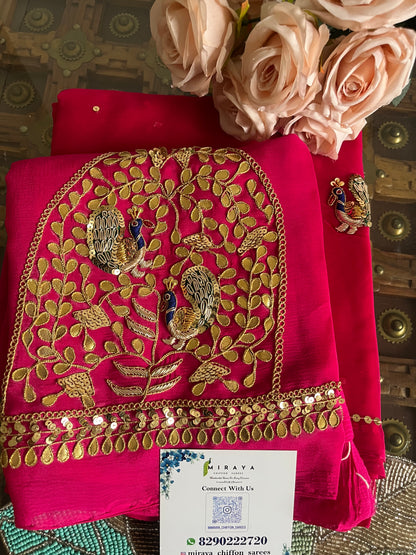 Zardoji peacock Buta saree