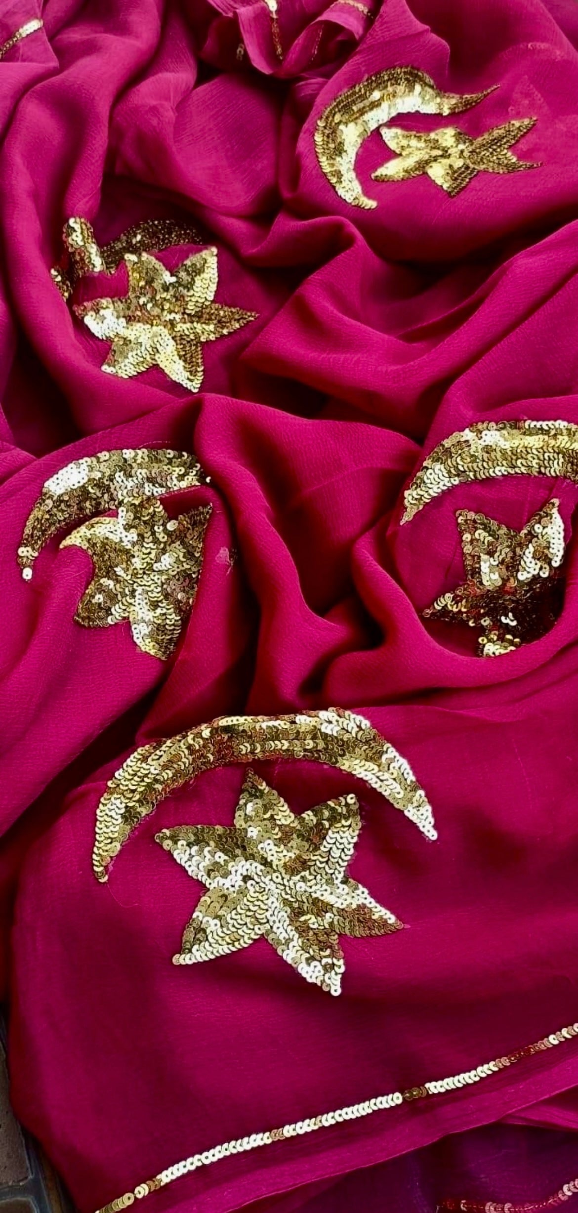 Magenta sequins Buta saree