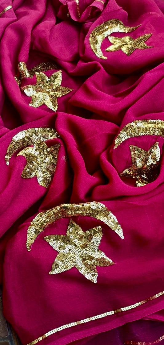 Magenta sequins Buta saree