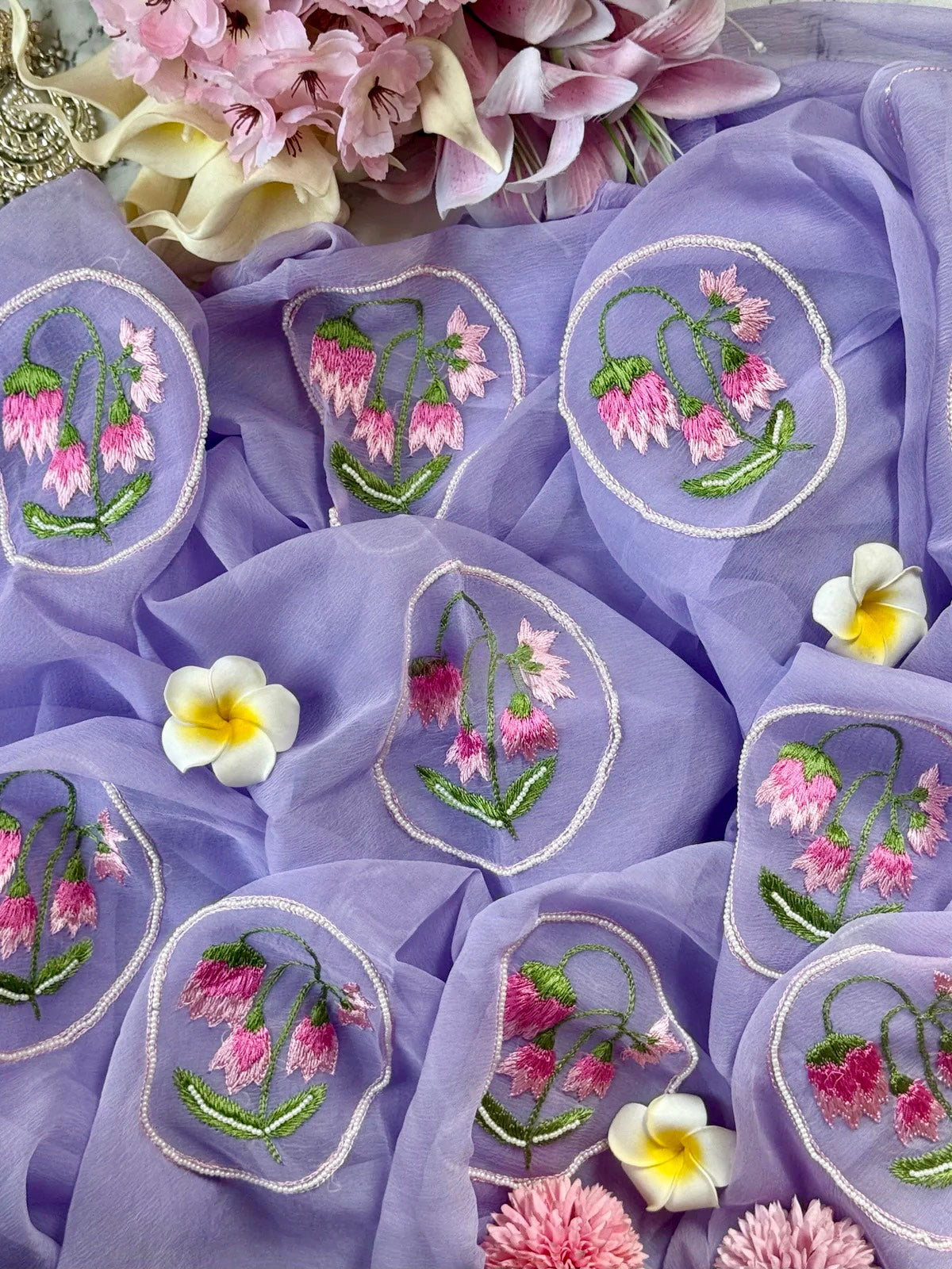 Lavender Resham Tulip saree