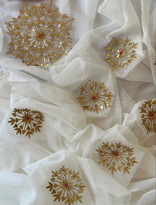 Noor Gottapatti off white saree