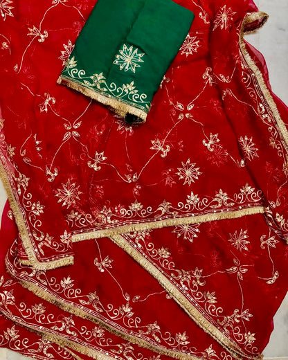 Red Aari Jaal saree