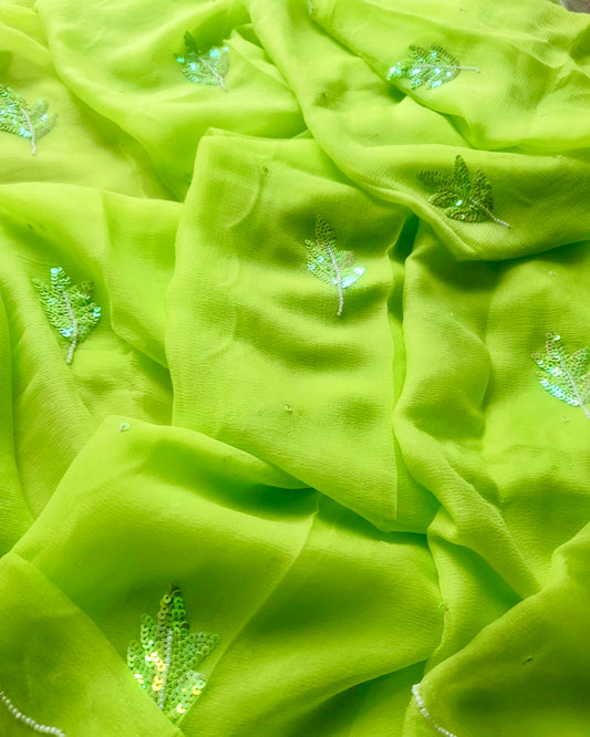 Green sequins Buta saree