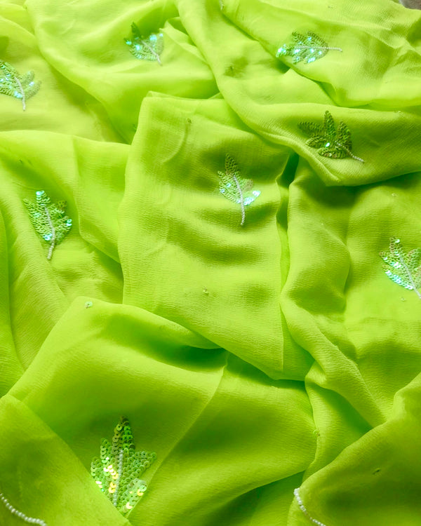 Green sequins Buta saree