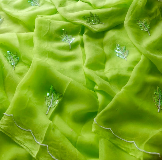 Green sequins Buta saree