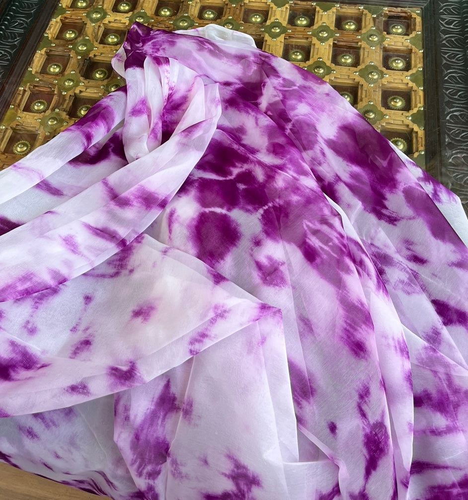 Purple Tie Dye Shibori Miraya Chiffon Sarees