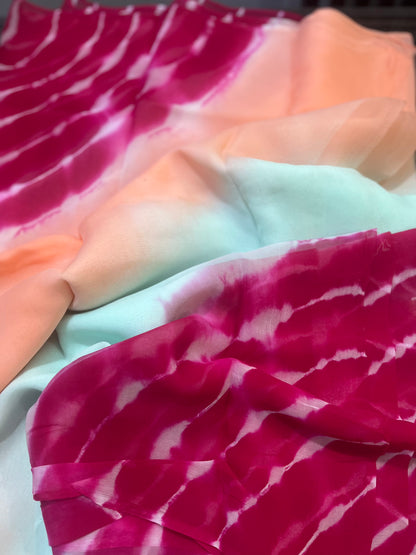 Ombre Magenta Lehriya Miraya Chiffon Sarees