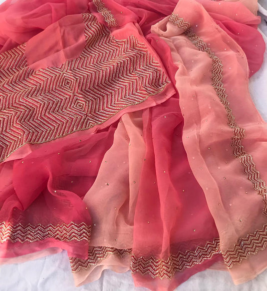 Ombre peach cutdana border