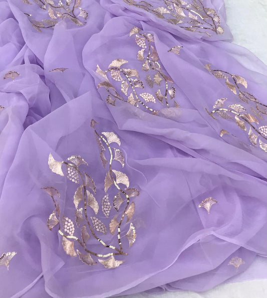 Lavender zari buta saree