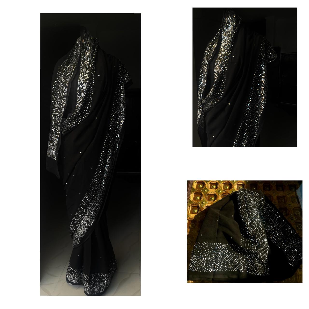 Black Sequins Cocktail Saree