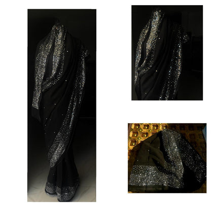 Black Sequins Cocktail Saree