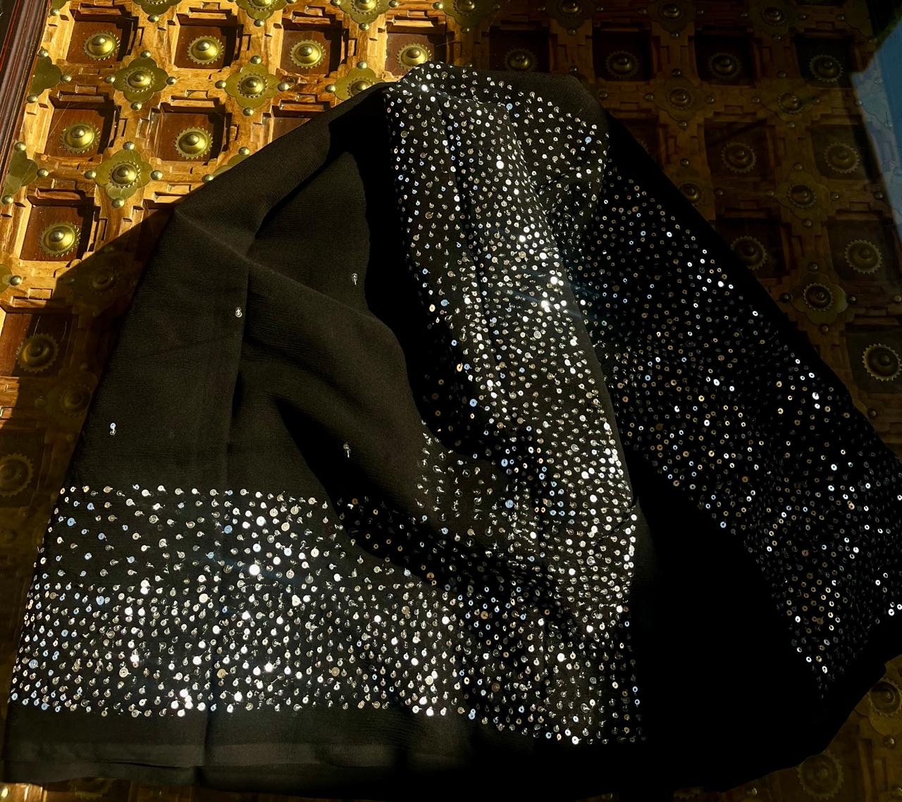 Black Sequins Cocktail Saree