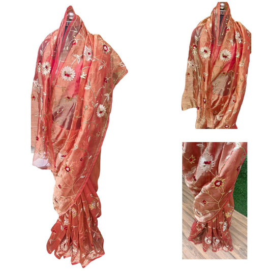 Pure Silk Tissue Jaal Saree