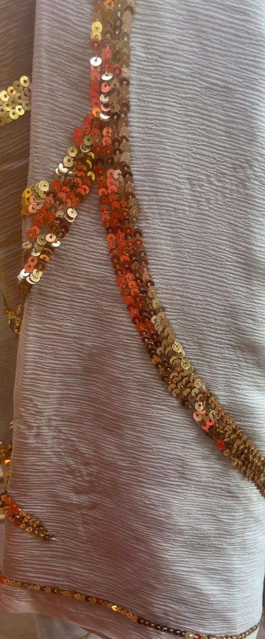 Ombre Powder Blue Shaded Sequins Jaal Saree