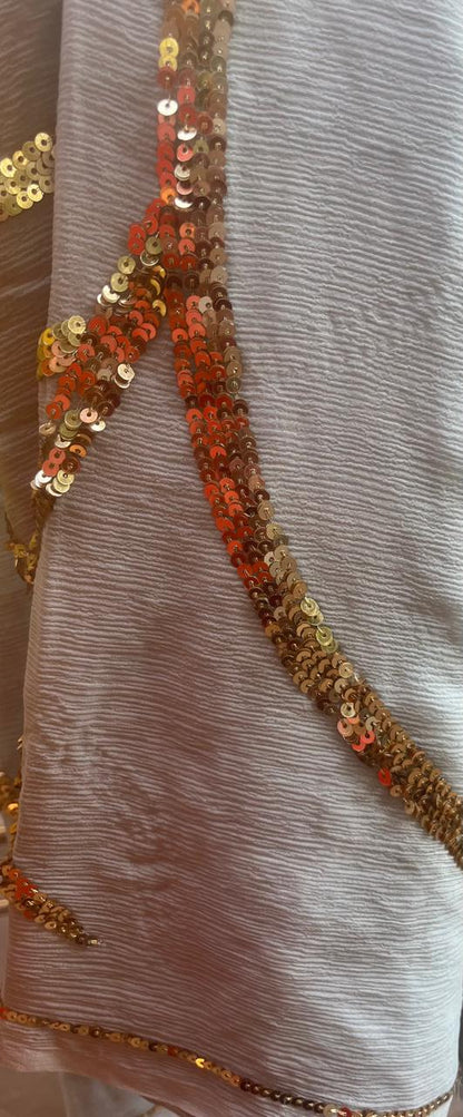 Ombre Powder Blue Shaded Sequins Jaal Saree