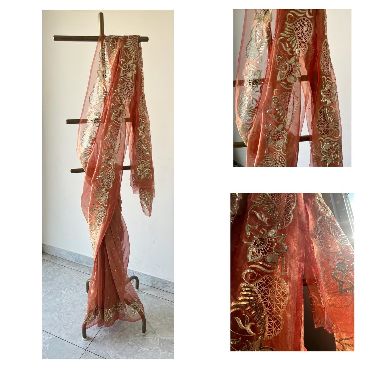 Silk Tissue Cutwork Border Saree