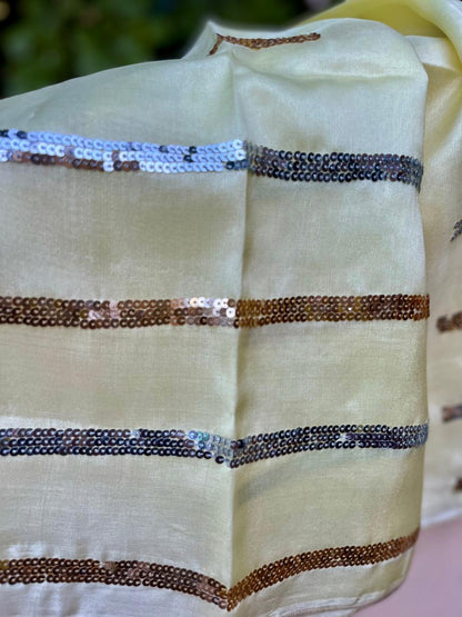Ombre Yellow Shaded Cutdana Jaal Saree