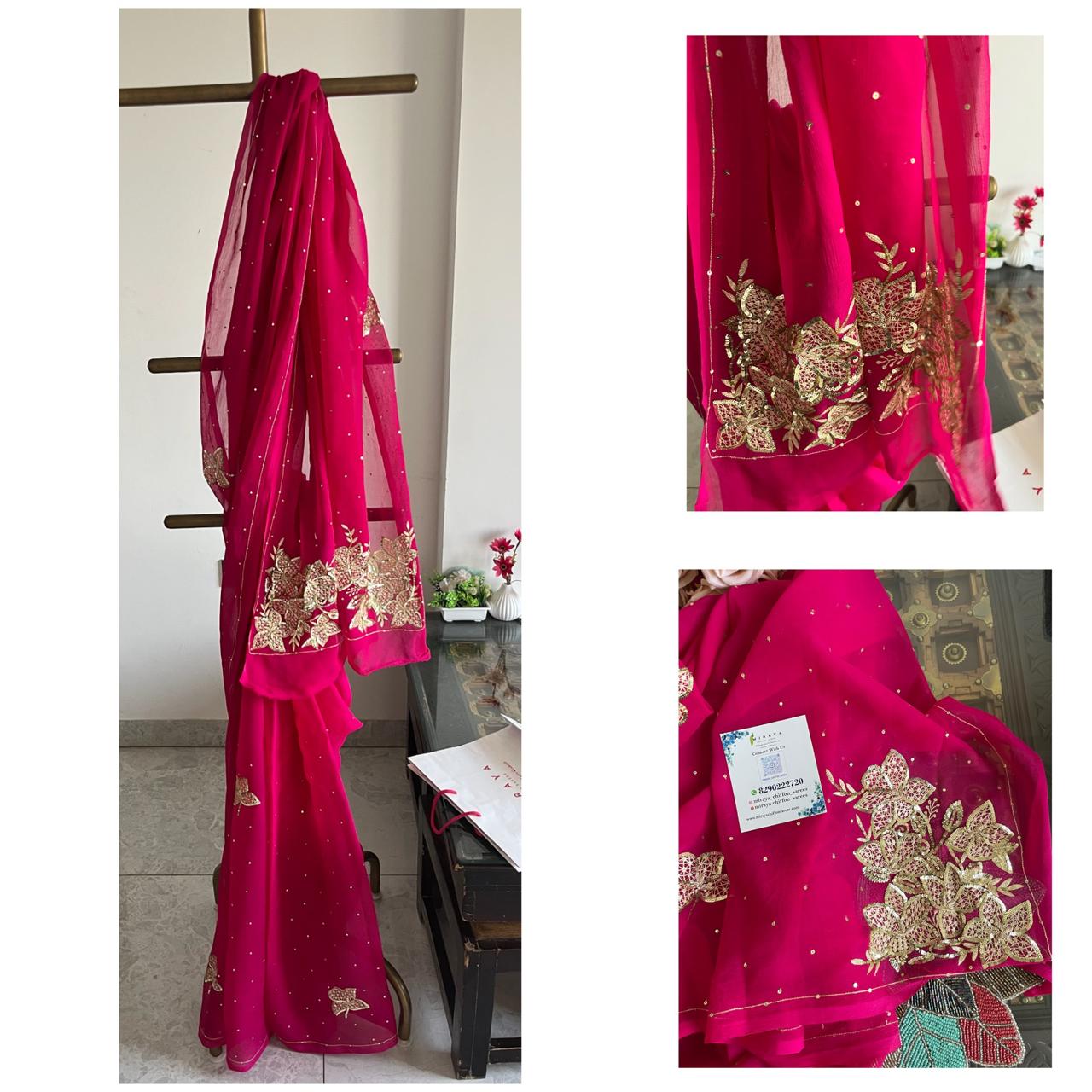 Magenta Zaari Jaali Buta Saree