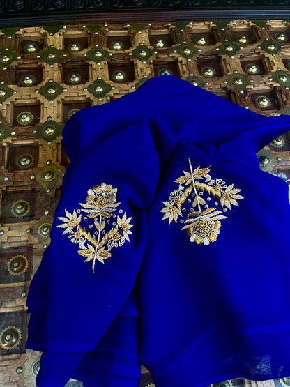 Blue Zardoji Buta Saree