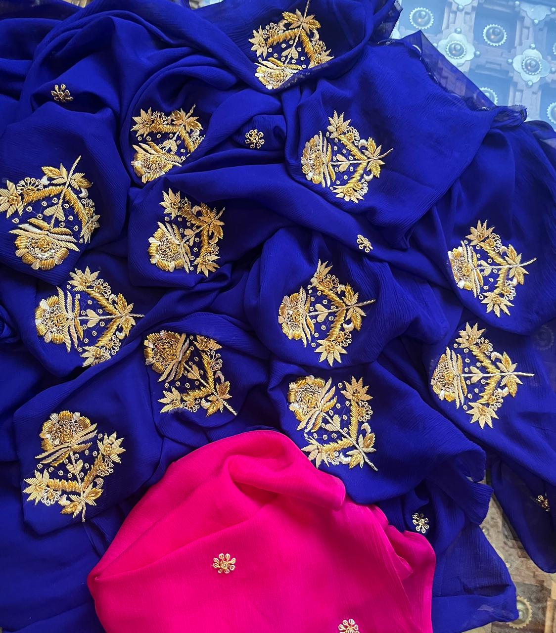 Blue Zardoji Buta Saree