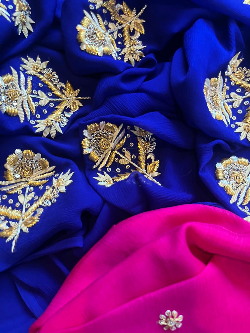 Blue Zardoji Buta Saree