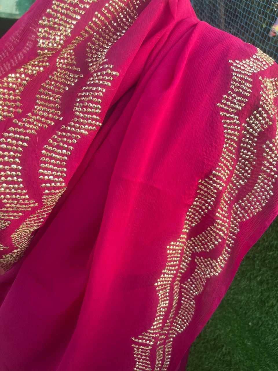 Magenta Sequins Border Saree