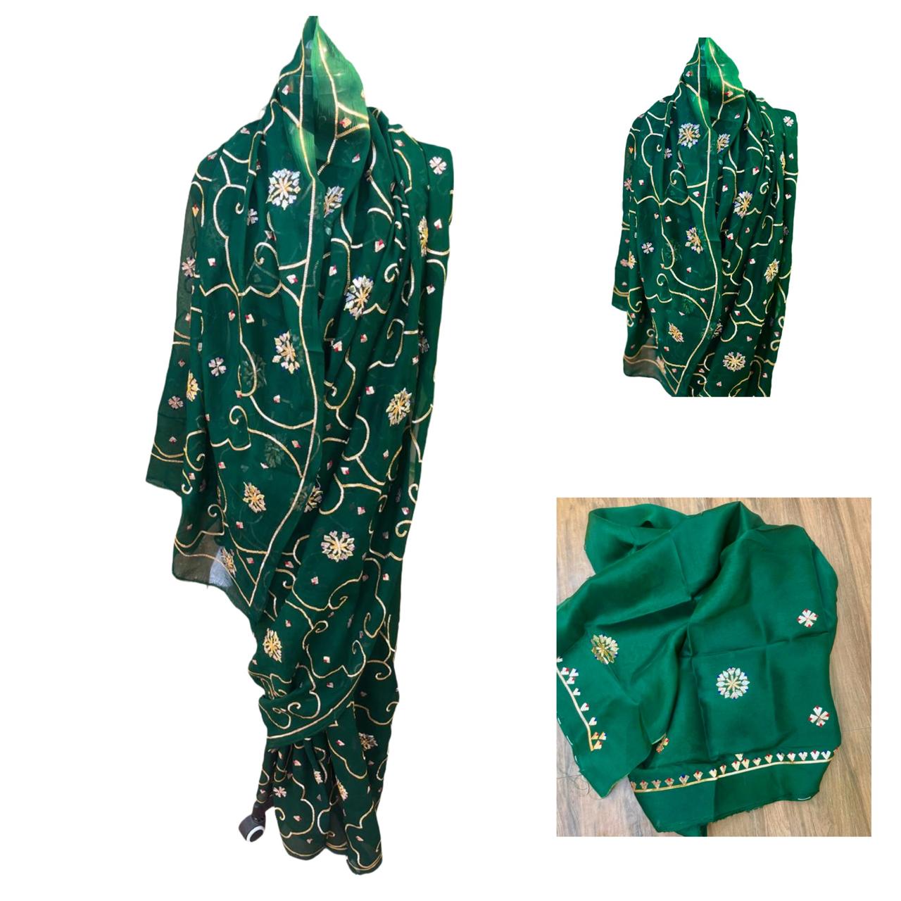 Bottle-Green Gotta Jaal Saree