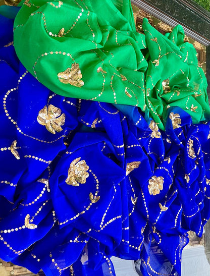 Ombre Blue Shaded Sequins Jaal Saree