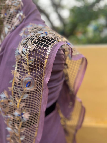 Mauve Cutwork Border Saree