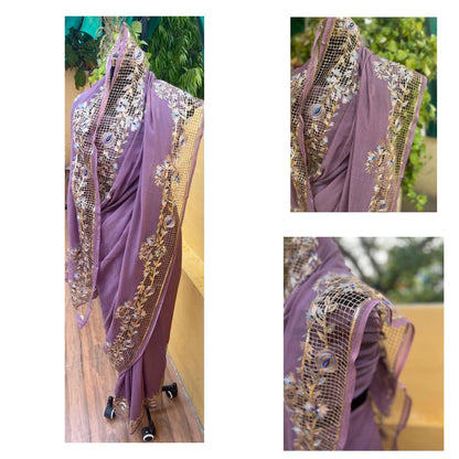 Mauve Cutwork Border Saree