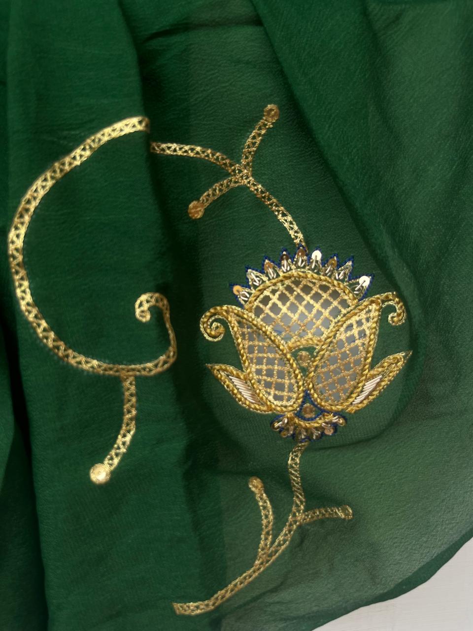Ombre Blue Green Jaali Buta Jaal Saree