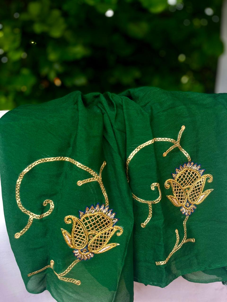 Ombre Blue Green Jaali Buta Jaal Saree