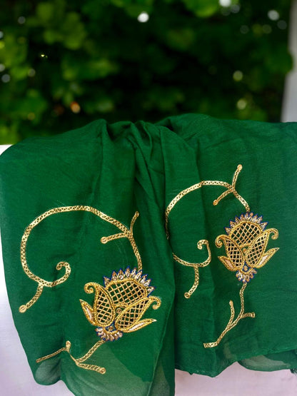 Ombre Blue Green Jaali Buta Jaal Saree