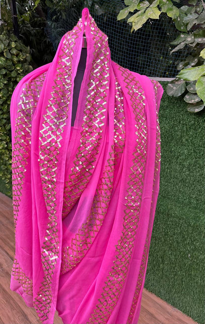 Pink Sequins Saree
