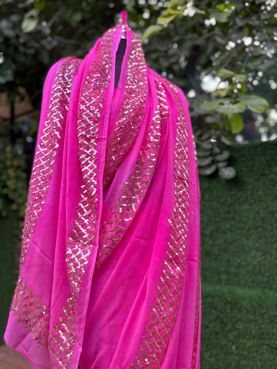 Pink Sequins Saree
