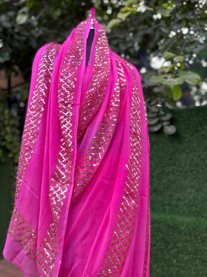Pink Sequins Saree