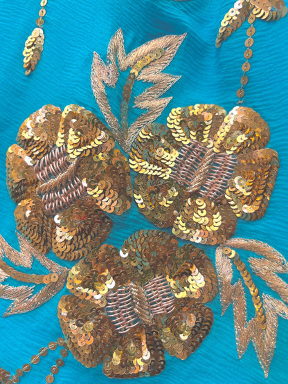 Sky-Blue Shaded Jaal Saree