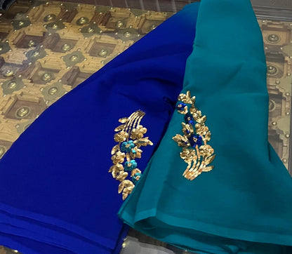 Ombre Blue Shaded Sequins Buta Saree