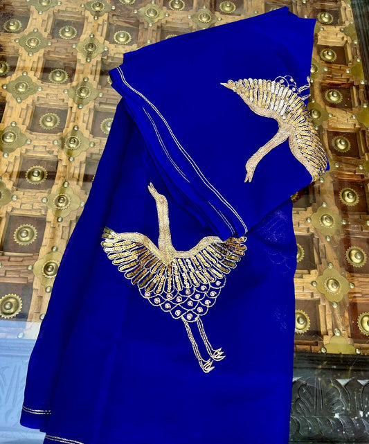 Blue Bird Buta Saree