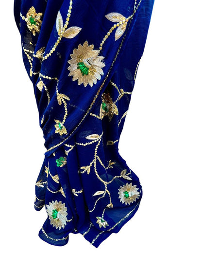 Ombre Blue Shaded Jaal Saree