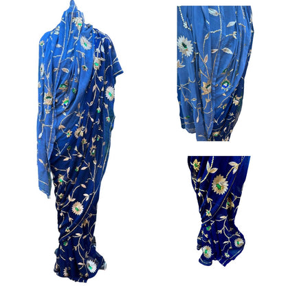 Ombre Blue Shaded Jaal Saree