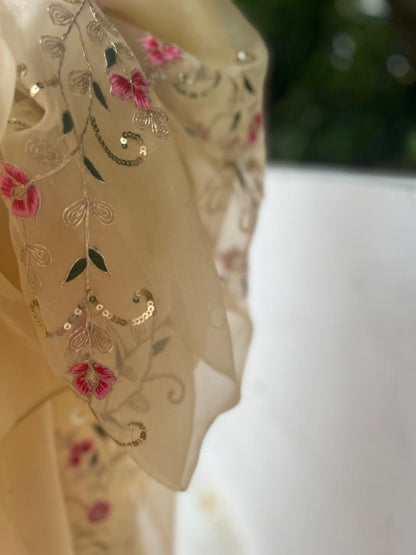 Golden Tissue Resham Sequins Saree