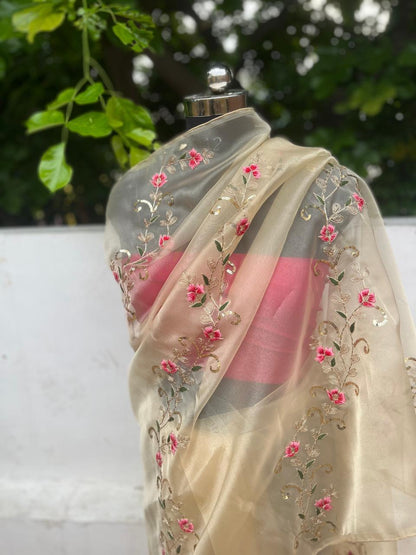Golden Tissue Resham Sequins Saree