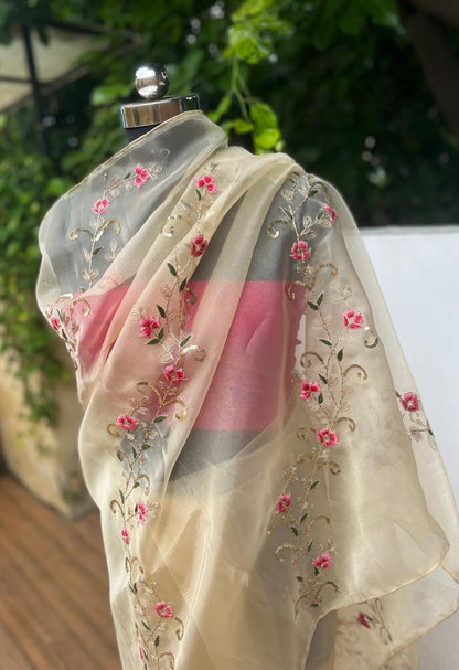 Golden Tissue Resham Sequins Saree