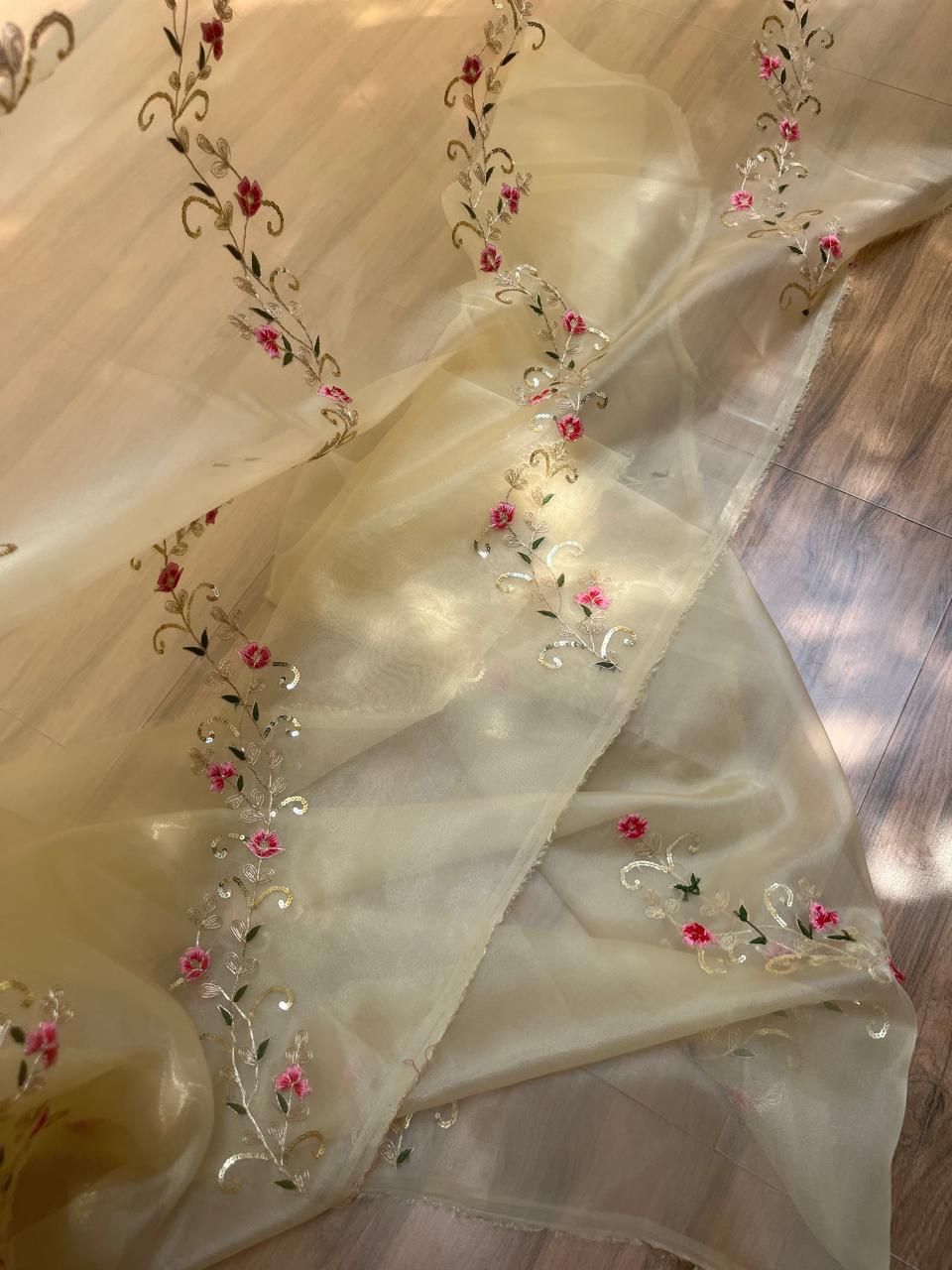 Golden Tissue Resham Sequins Saree