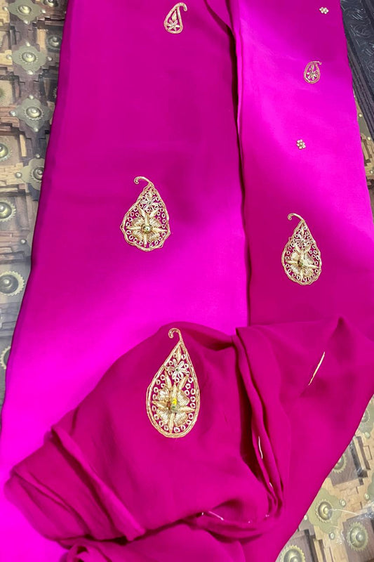 Pink Zardoji Buta Saree