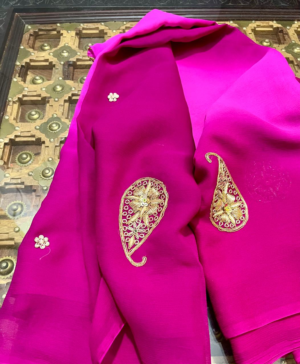 Pink Zardoji Buta Saree
