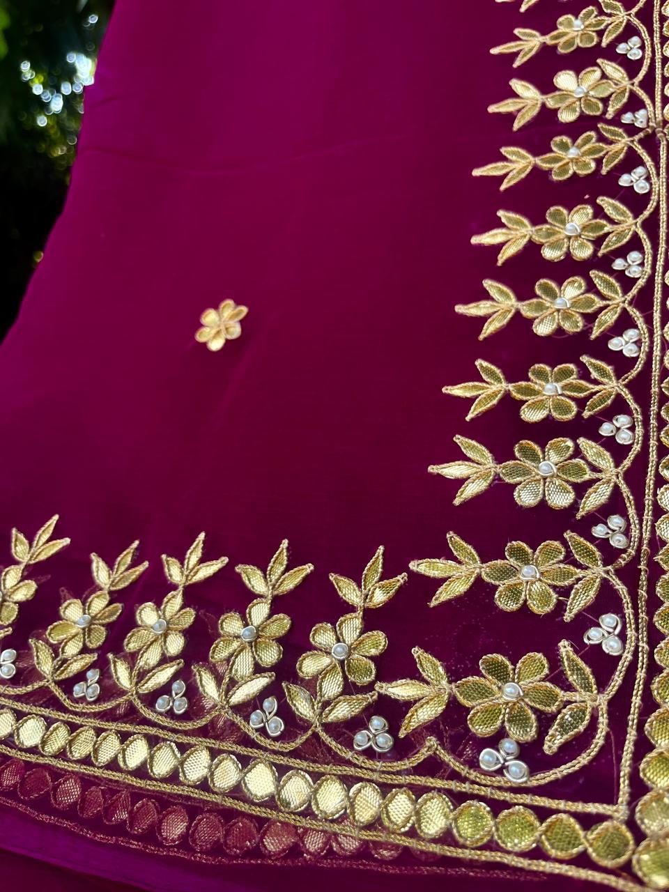 Wine Gottapati Border Saree