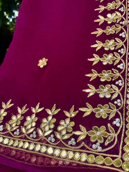 Wine Gottapati Border Saree