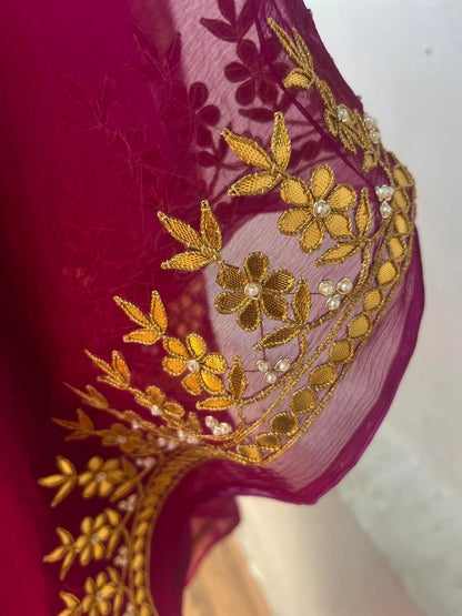 Wine Gottapati Border Saree